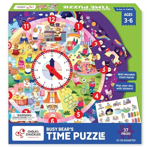 Play and Dream Busy Bear's Day Tell The Time Puzzle - 3-5 37 pieces