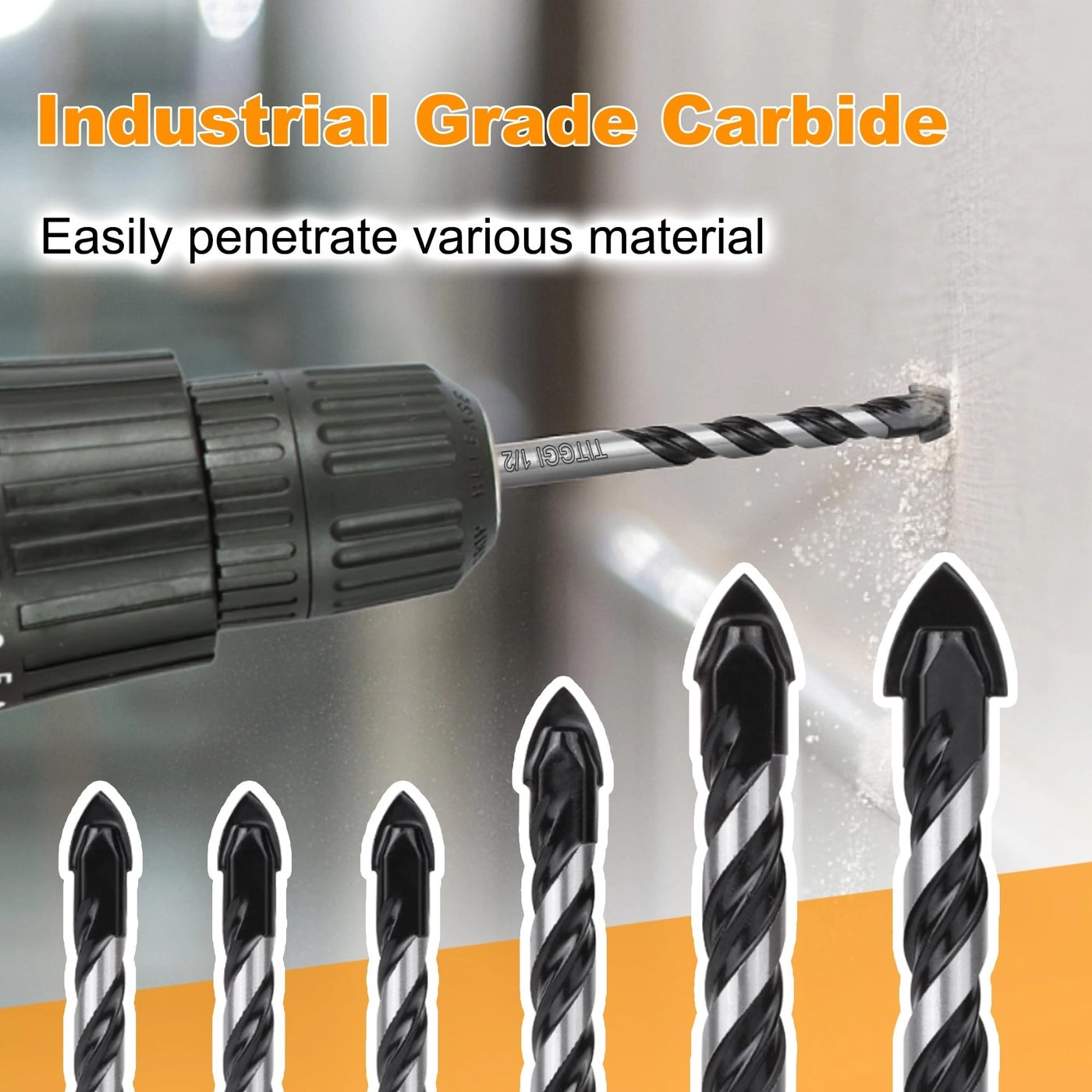 Drill Bit Set - Carbide 6PCS 1/4"-1/2"