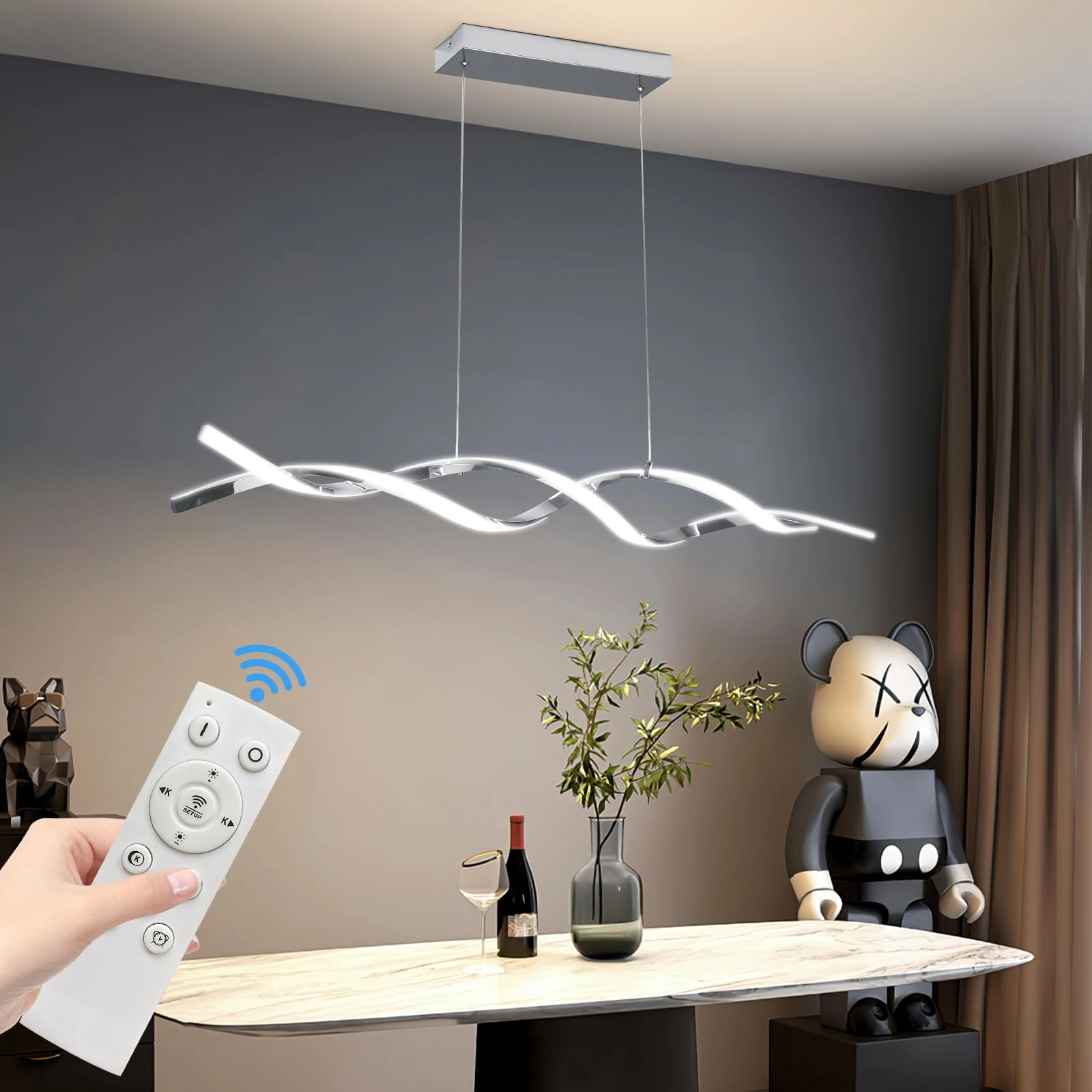 Modern Golden Pendant - 120CM Remote Control Dimmable