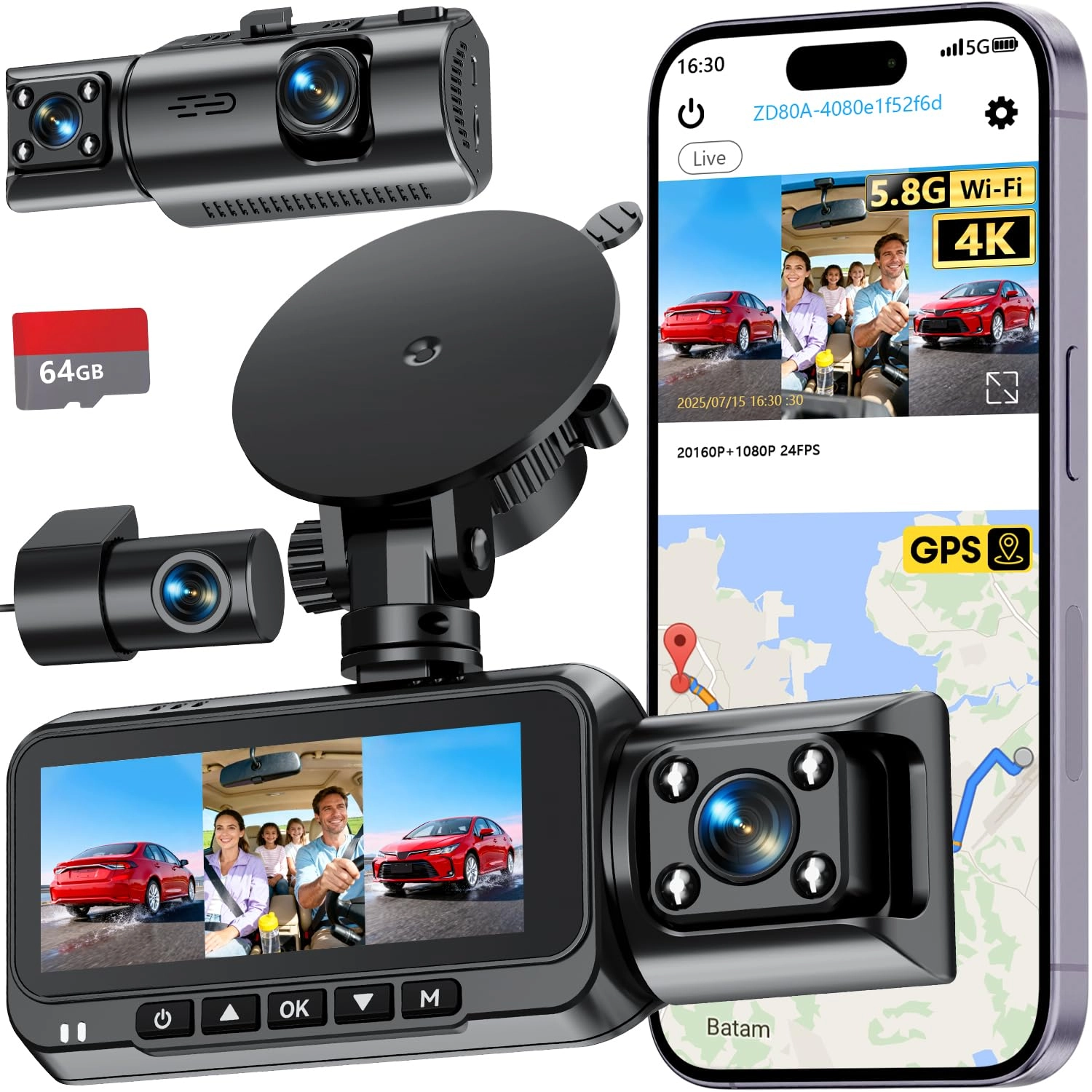 Shenzhen Zhijun Technology Co, Ltd 3-Channel Dash Cam - 4K 30FPS
