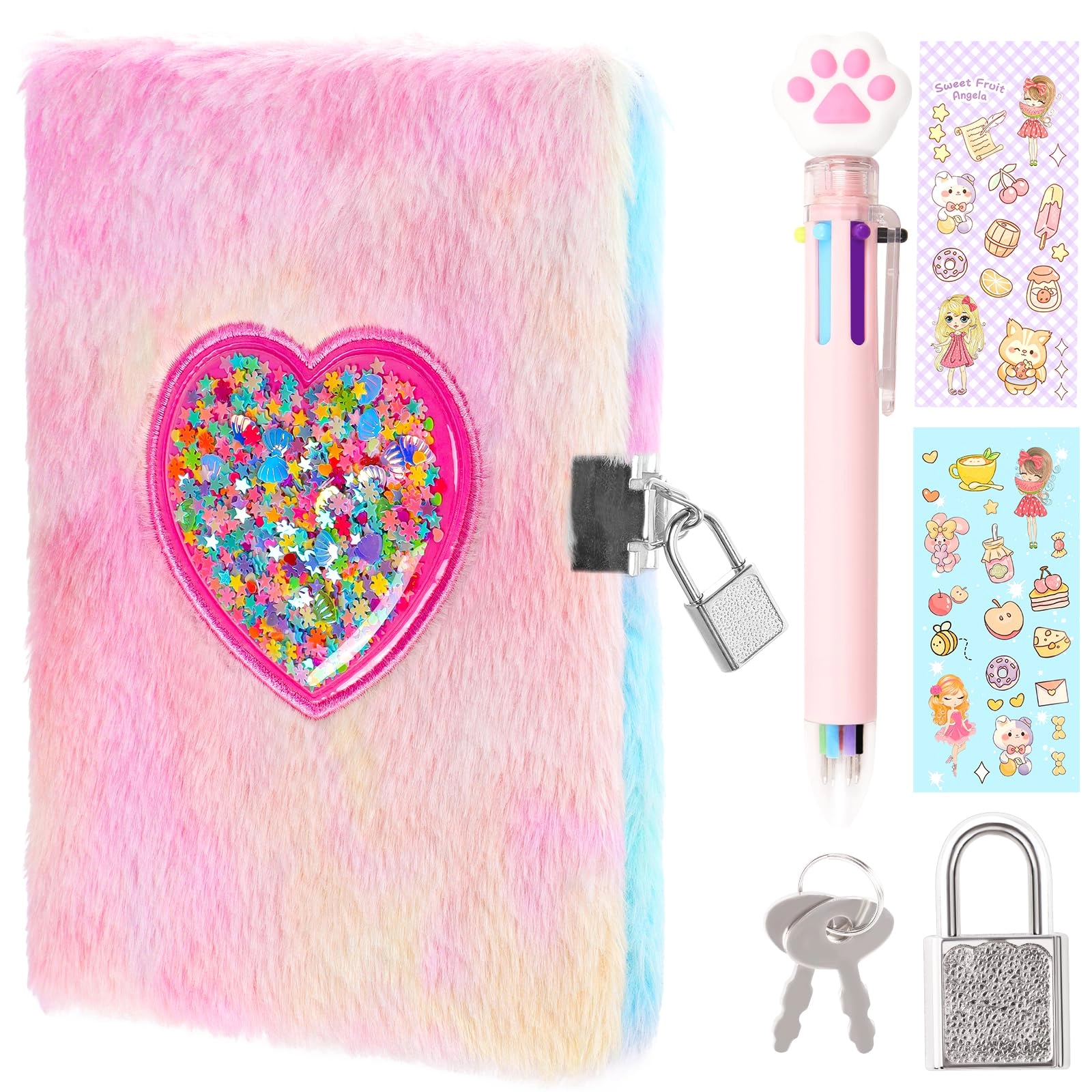Heart Diary - Lock and Keys Plush 160 pages