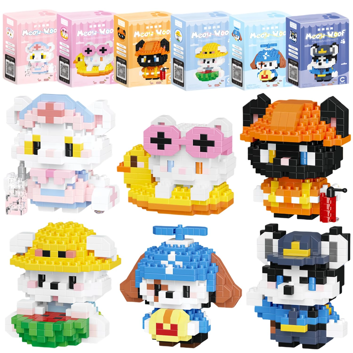 Cat & Dog Roleplay Micro Set - 6 Pack (7285-7296,7297-7308)
