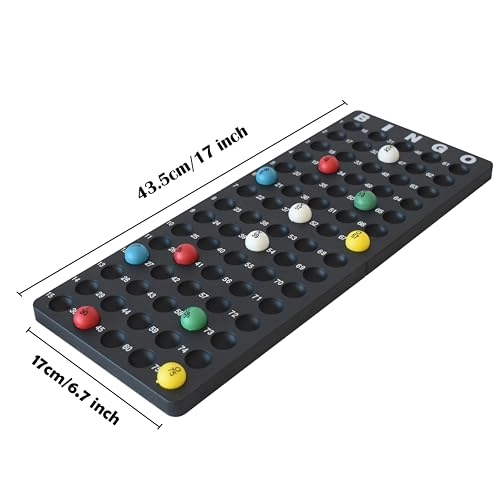 Jumbo Bingo Game Set - 11" Metal Round Cage 75 Colored Balls 100 Bingo Cards
