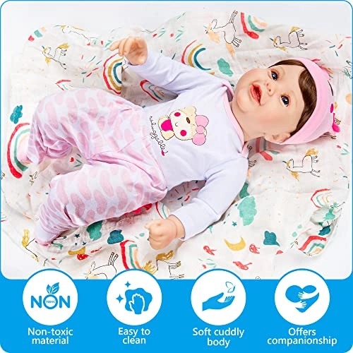 Reborn Baby Doll - 22" Vinyl Limbs Cloth Soft Body Weighted Ages 83+