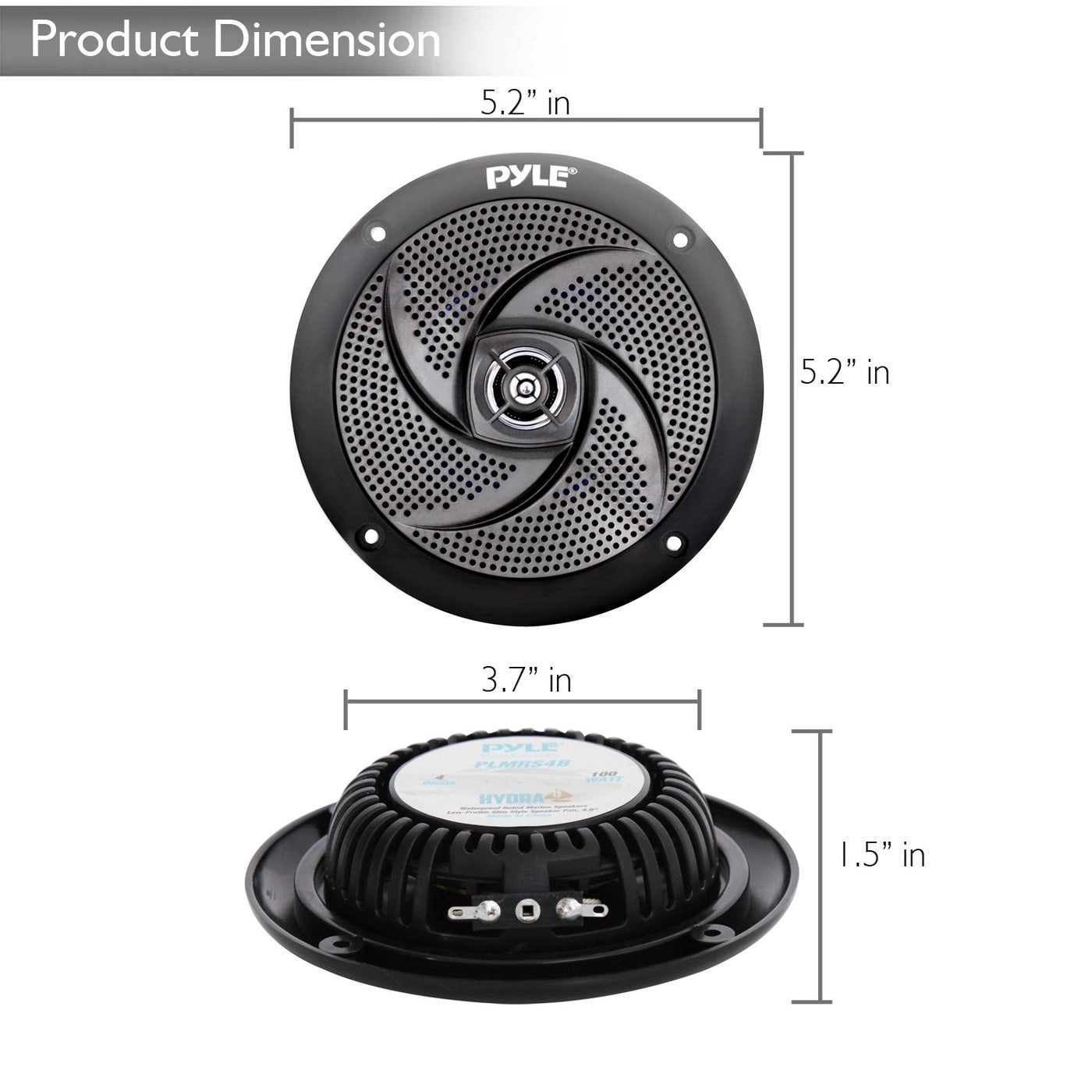 Low-Profile Waterproof Marine Speakers - 4 Inch 100W