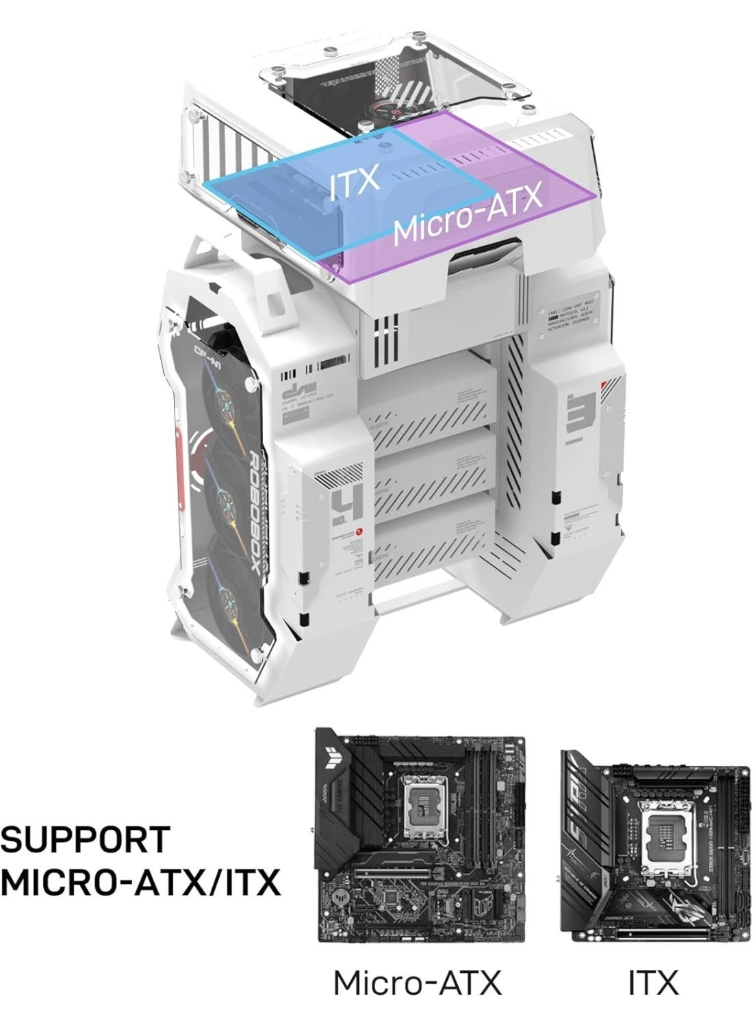 ROBOBOX W12 Plus - Transparent panoramic side panel Micro ATX/ITX