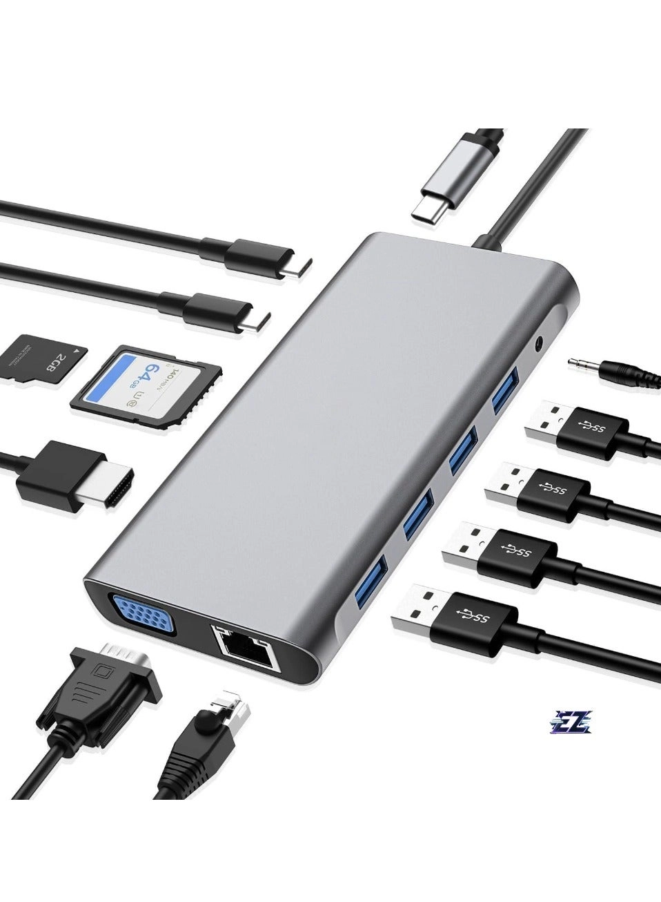 USB C Hub Docking Station - 12-in-1 4K HDMI