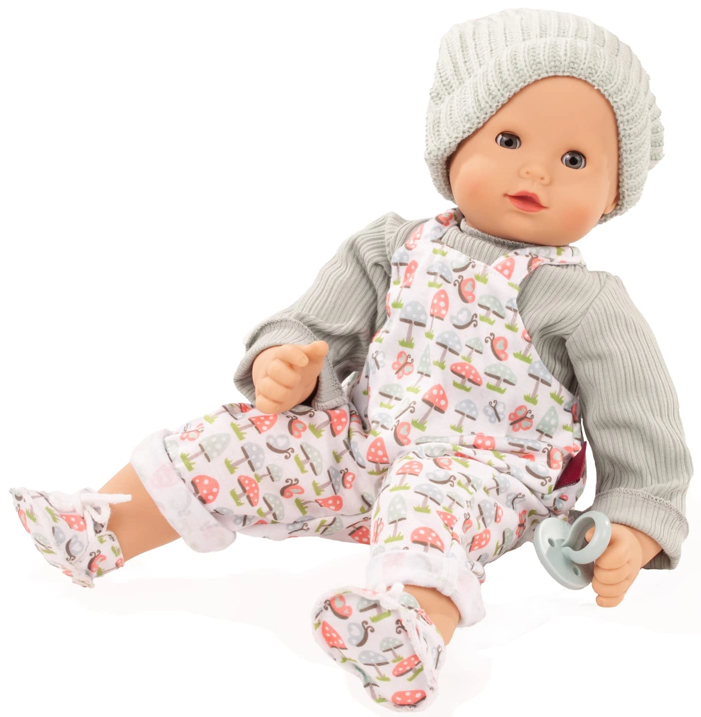 Götz Maxy Muffin Lucky Mushroom Baby Doll - 16.5" Soft Bald blue eyes Ages 3+