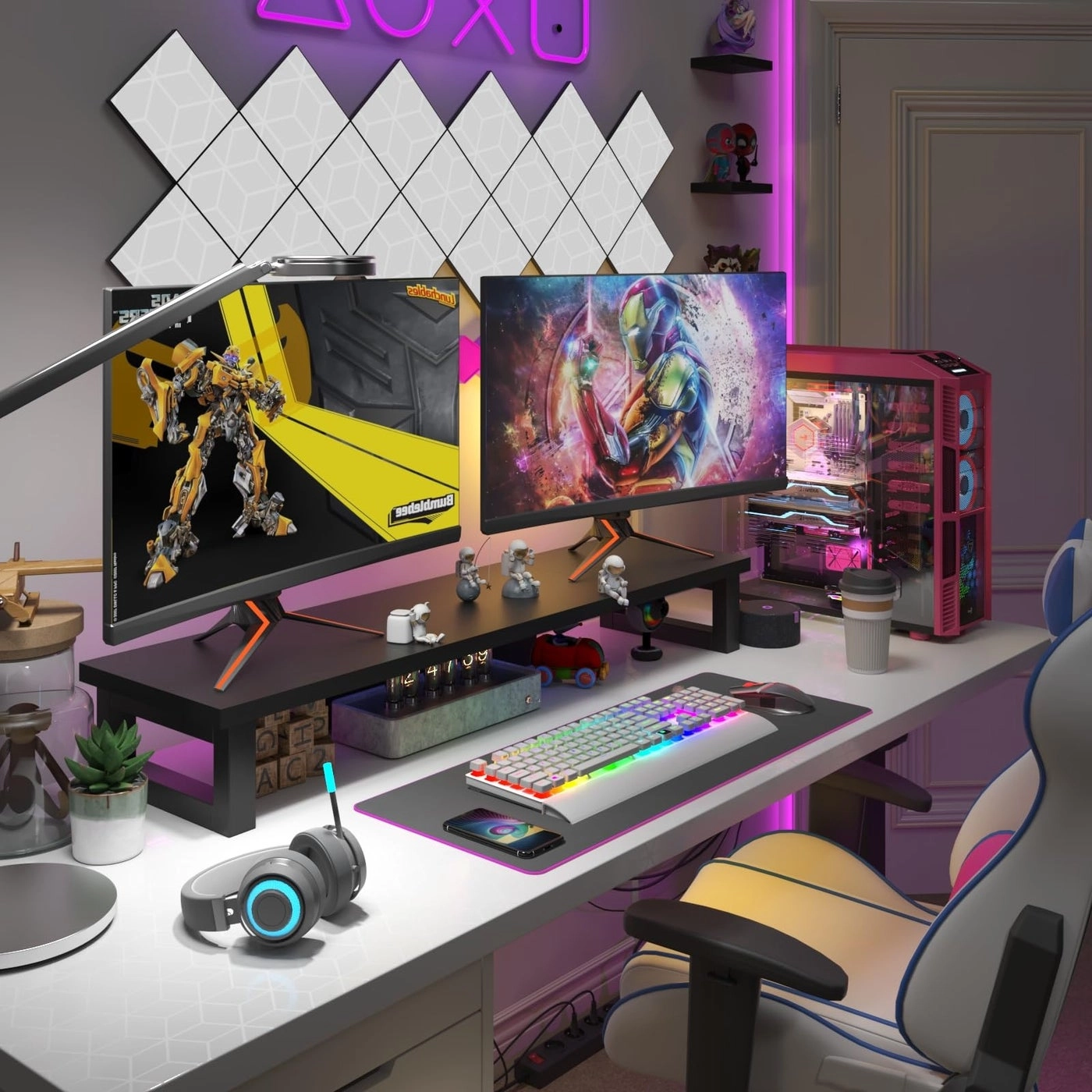 Monitor Stand Riser - Dual Wood and Steel