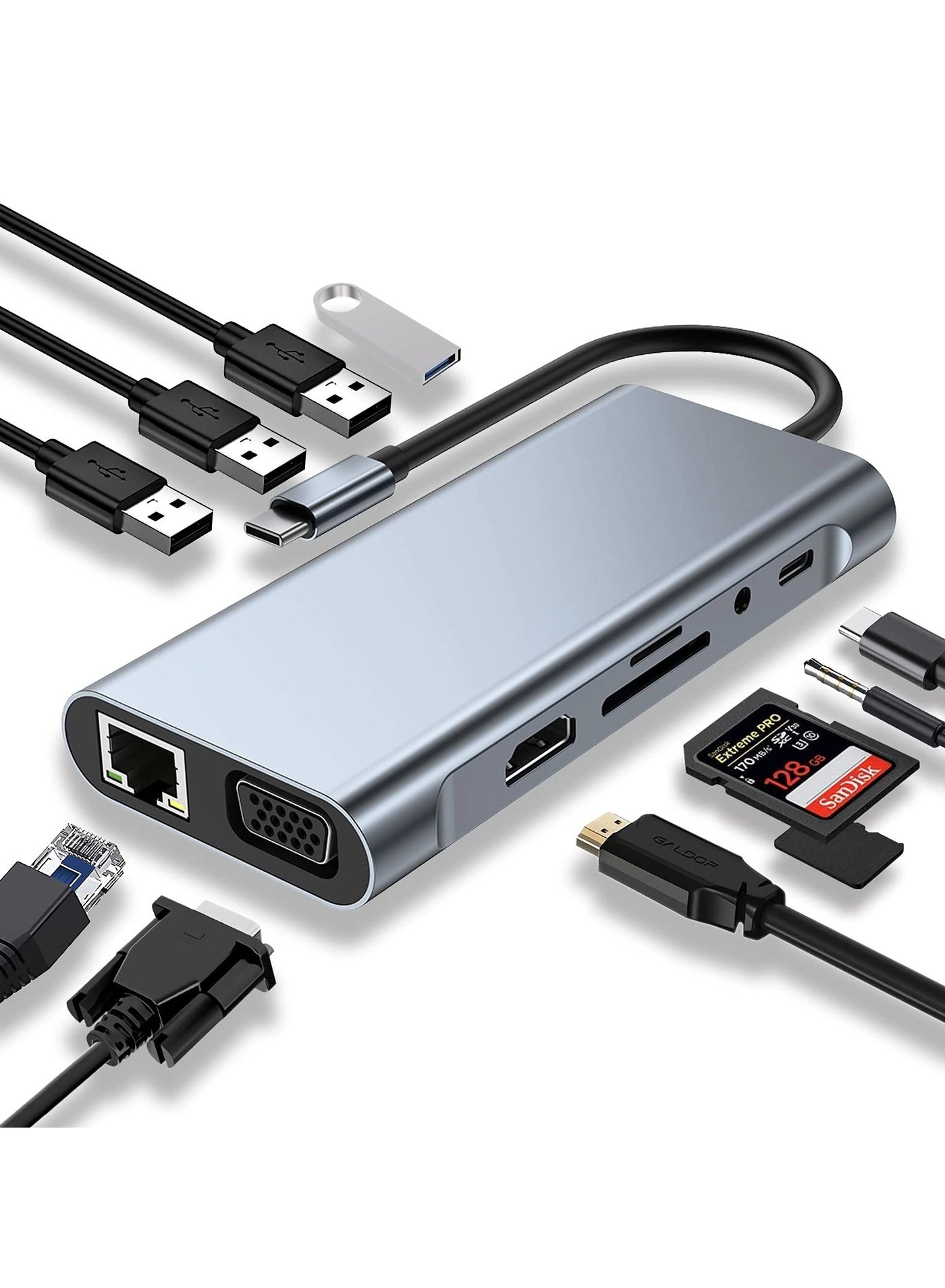 USB-C Hub - 11-in-1 4K HDMI PD Charging