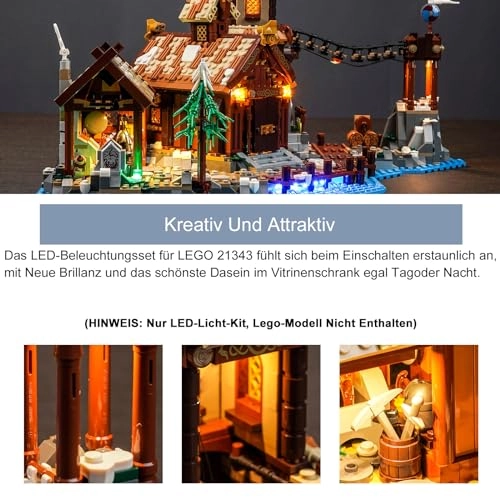 Remote Control Light Kit for Lego 21343 Viking Village - Remote control LED Battery Powered