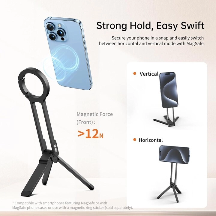 MA30 - Magnetic Phone Tripod Stand For iPhone 16 15 14 13 12 Series