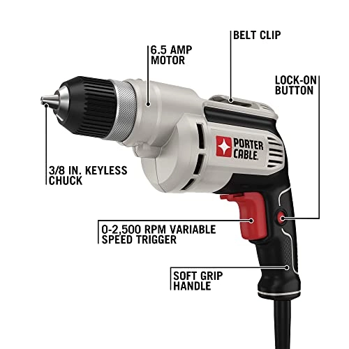 Corded Drill - 6-Amp 3/8-Inch Variable Speed