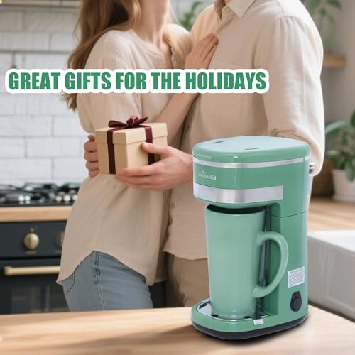 Single Serve Coffee Maker - Reusable Filter One-touch Control Portable