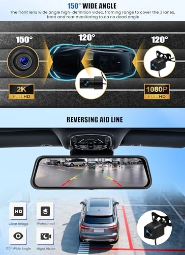 Mirror Touchscreen Dash Cam - 2K