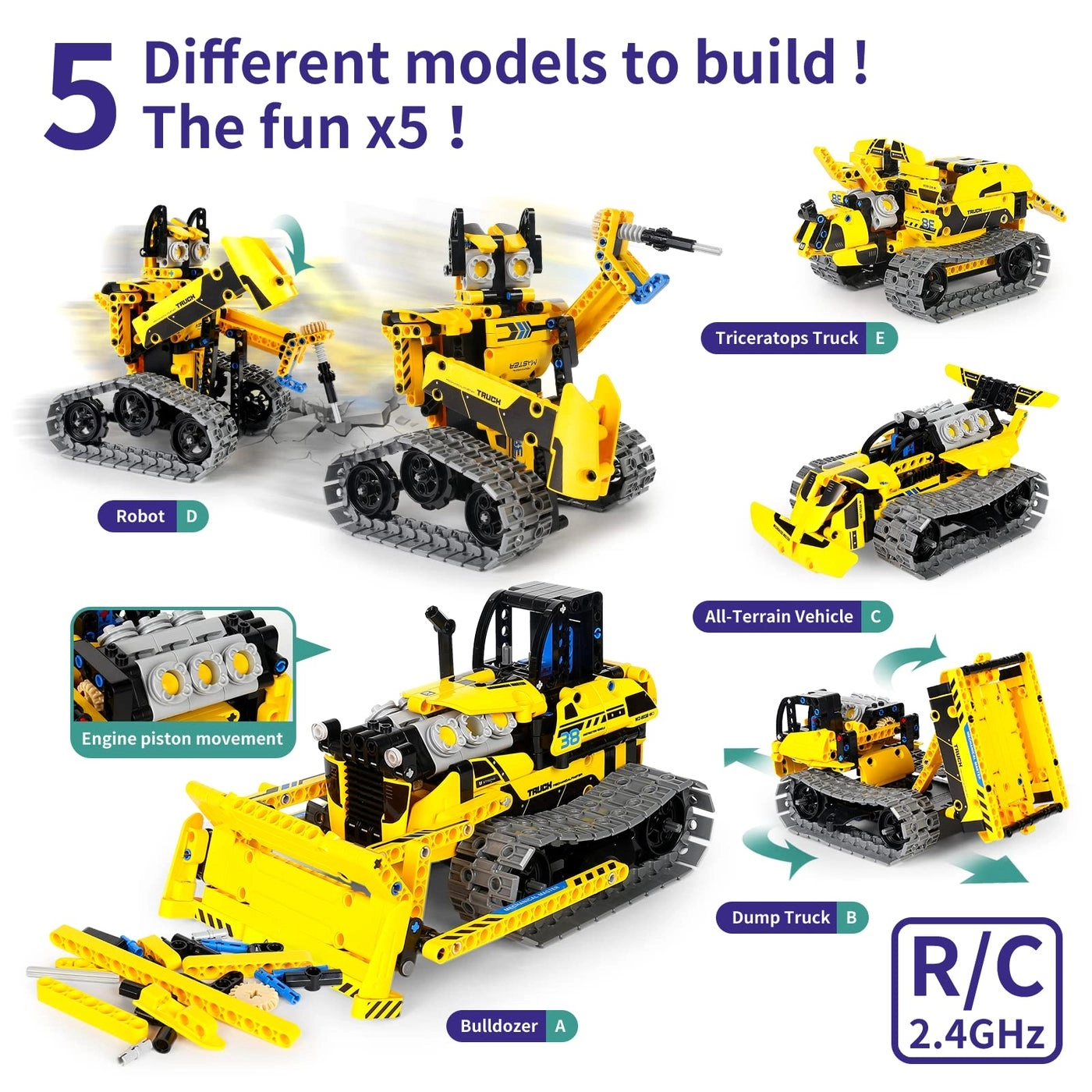 STEM Robot Toy Building Kit - 5 in 1 452 pcs for ages 8-12
