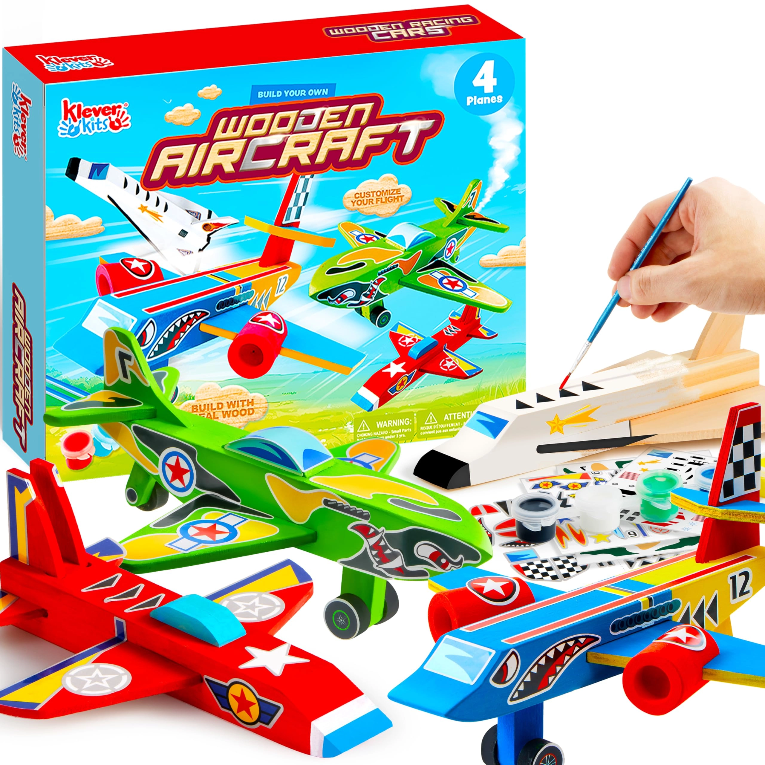 Joyin Wooden Aircraft Painting Kit - 4pcs
