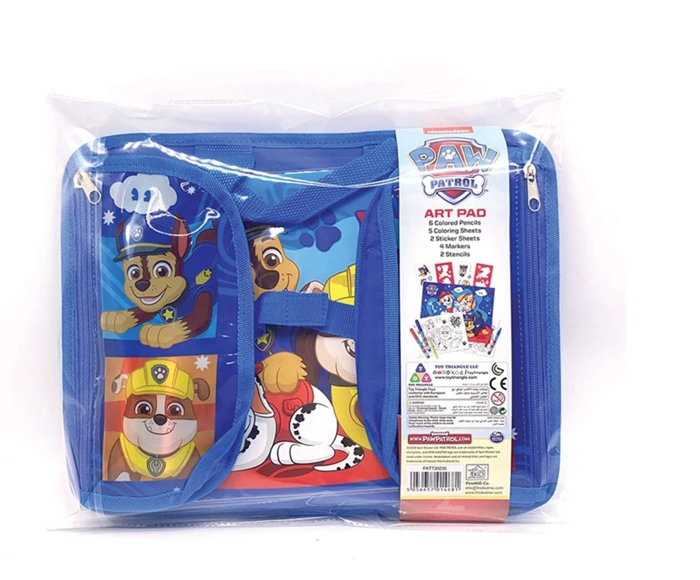 Art Pad - Travel desk 6 color pencils 5 paper sheets with cover 4 markers with 1-color silk print 2 cardboard stencils 2 surprise sticker sheets