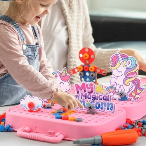 Diy Electric Drill Screw Tool Set - Unicorn Design 228Pcs