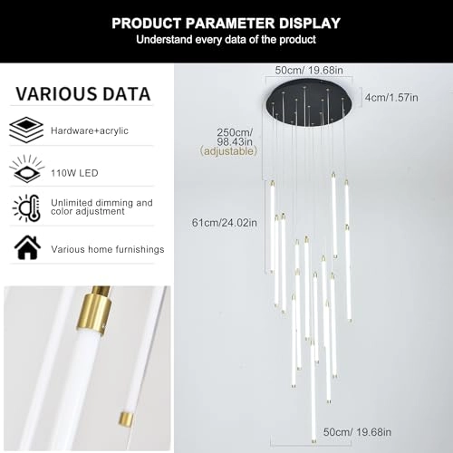 15-Lights Chandelier - 3000K-6000K Dimmable