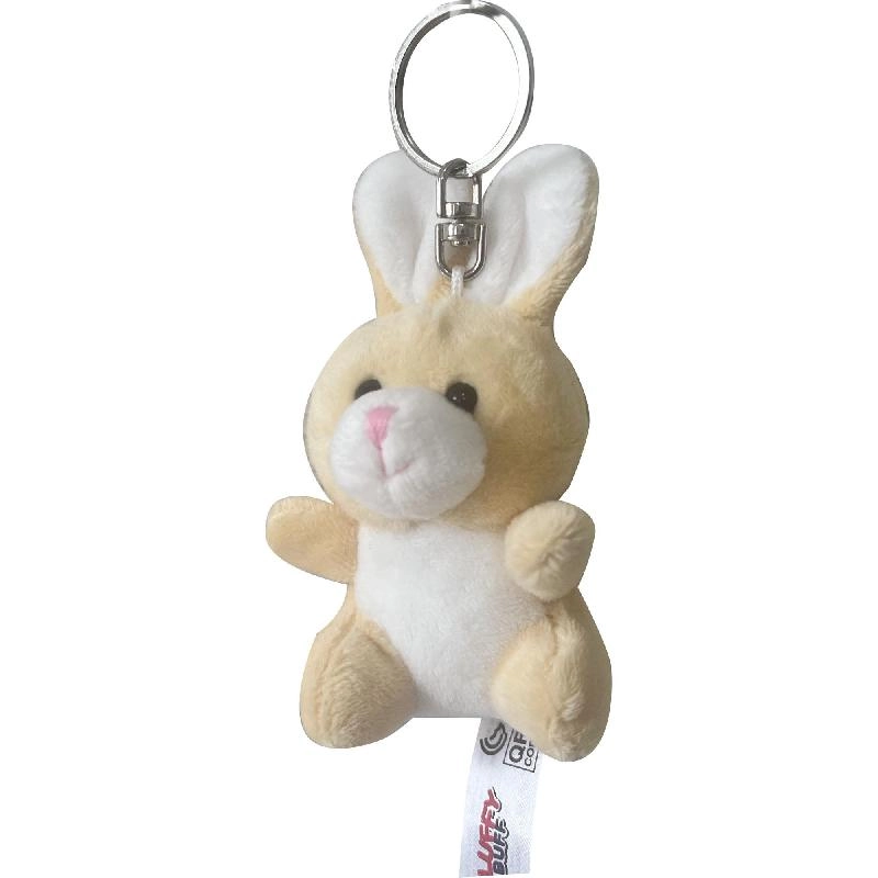 FLUFFY BUFF Soft Plush Rabbit Keychain - Beige Fabric
