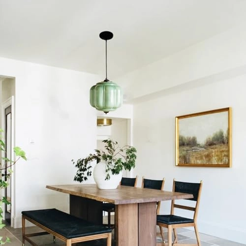 Antique Black Milk Glass Ceiling Light Fixture - 9.8 Inch Green