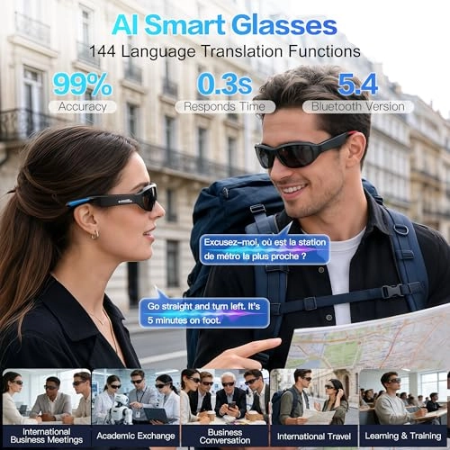 Ai Smart Glasses - Voice Real-Time Translation Music Playback