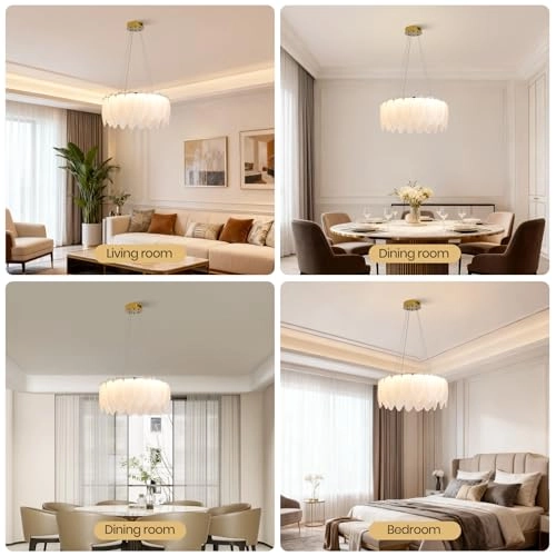 Flowing Feather Art LED Chandelier - Up to 39.3 inches (100 cm), adjustable