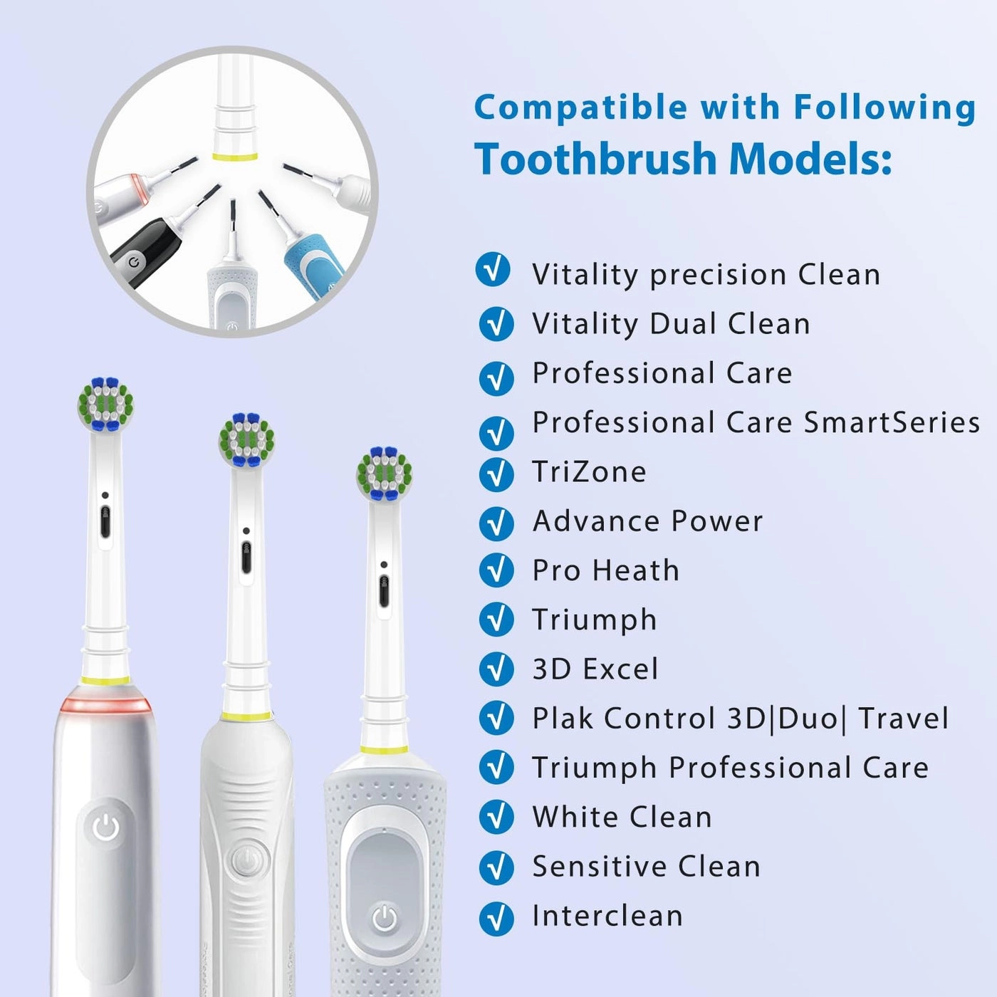 Replacement Toothbrush Heads - Compatible with Oral B Braun Pro 500, 1000, Genius X, Smart 1500 Series 8 Pack White+Black