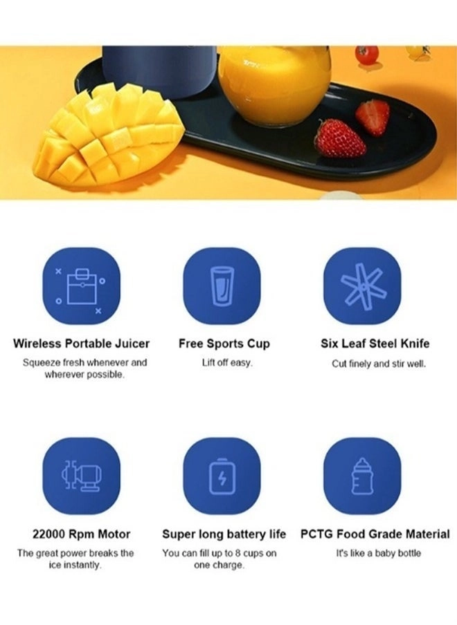 Personal Blender - USB Rechargeable 6-Blade Stainless Steel