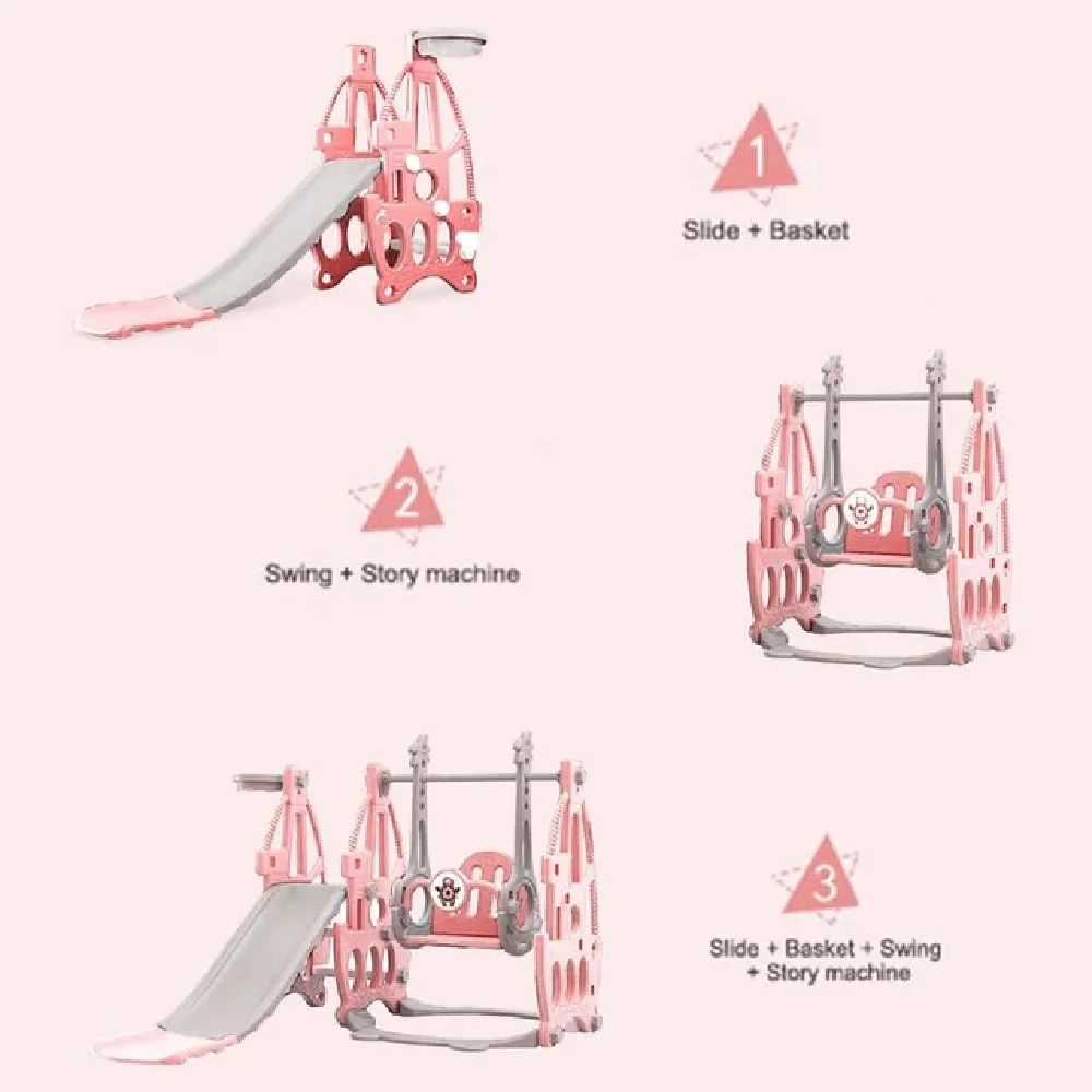 3 In 1 Swing With Slide - Pink 1-6 years