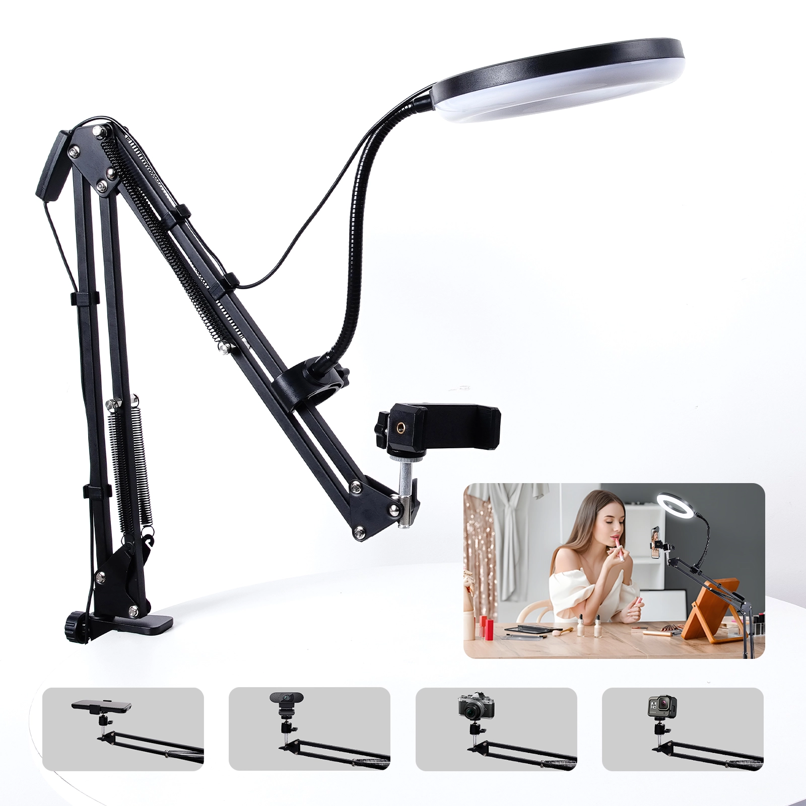 Overhead Phone Mount - Ring Light Flexible Arm