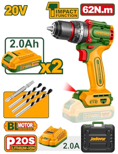 Brushless Cordless Impact Drill - 20V 62N.m 2.0Ah batteries