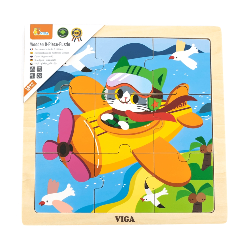 VIGA Cat On A Plane Wooden Puzzle (29464294-44632) - 9 pcs