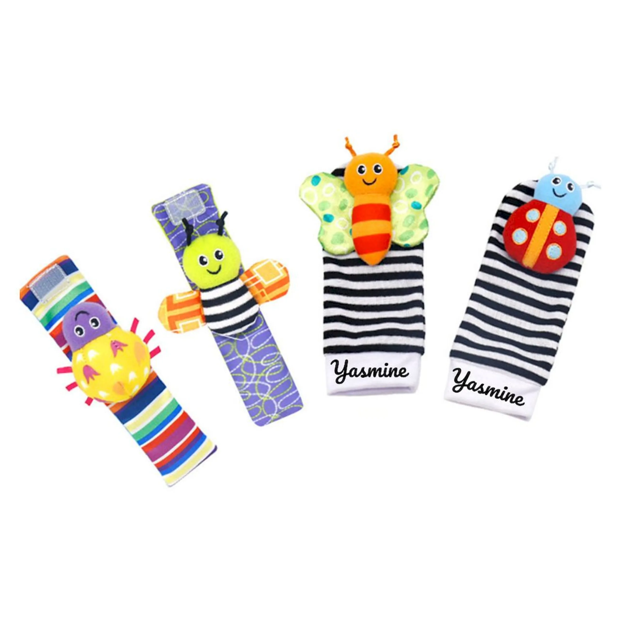 Personalized Wrist Rattle And Foot Finder - Suitable for 0 month & above Fox And Deer