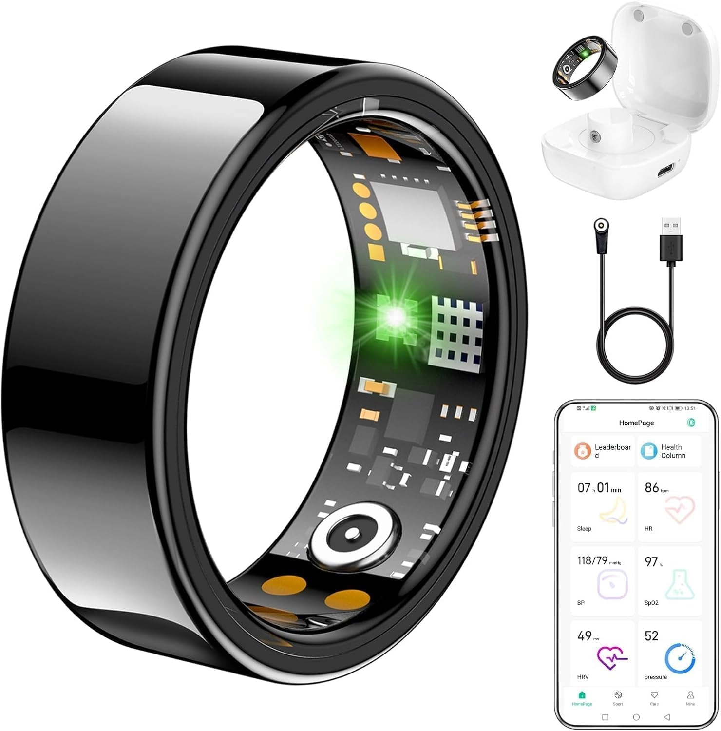 Tiantianka Smart Ring - IP68 Silver