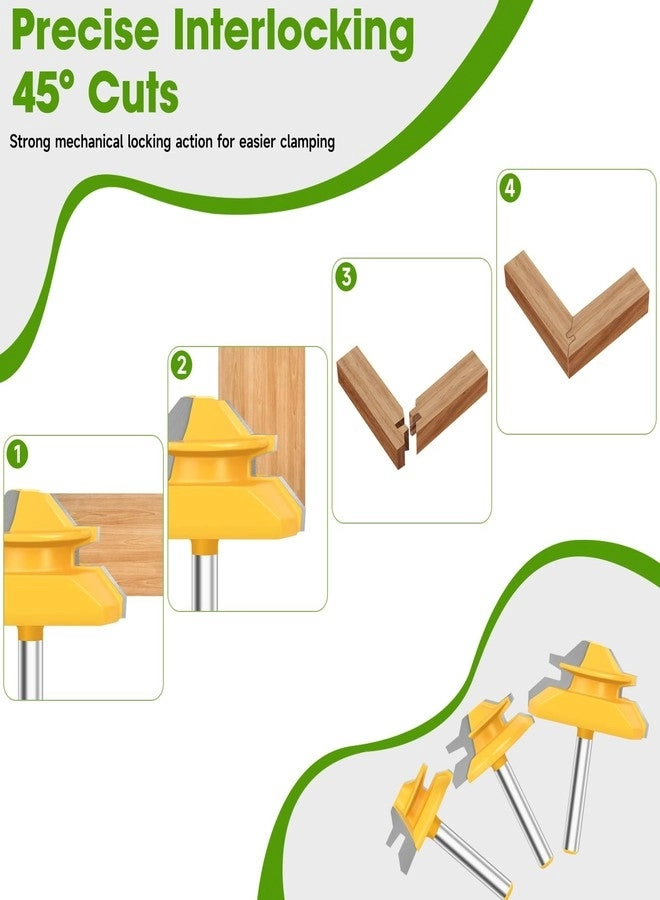 45 Degree Lock Miter Router Bit - 1/4 Inch 3 Pcs