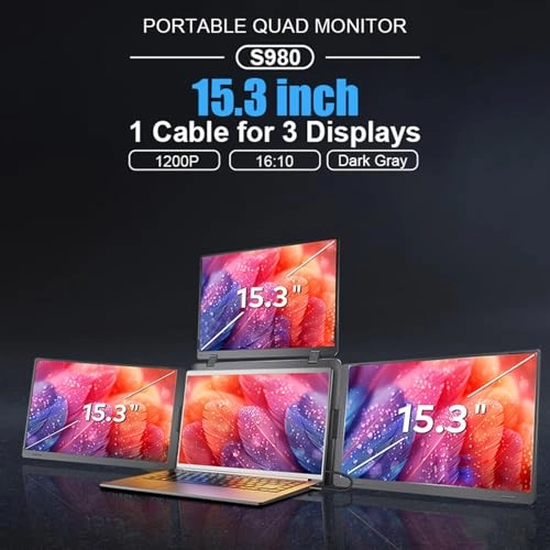 Portable Quad Screen Monitor - 1920x1200 15.3 Inch