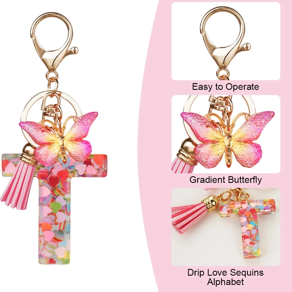Initial Letter Keychain - Butterfly