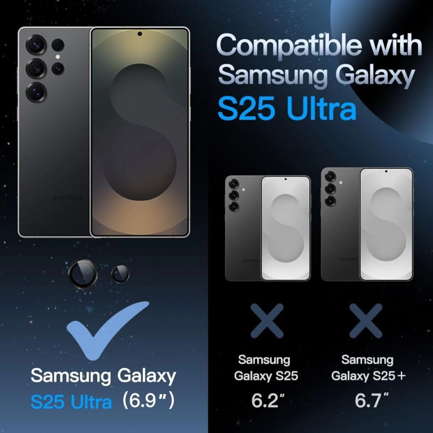 Lens Protector Samsung Galaxy S25 Ultra - Clear 9H Tempered Glass