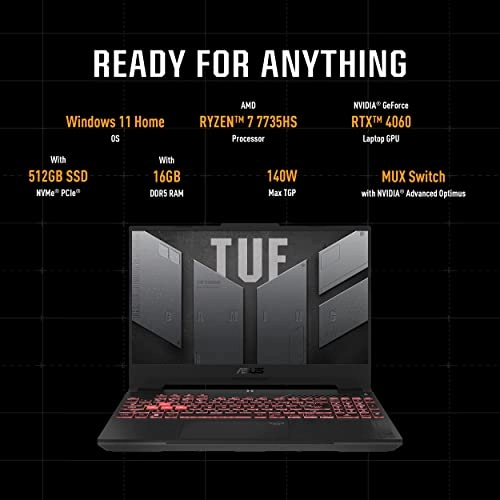 TUF Gaming A15 FA507NV-LP023W - 15.6'' Ryzen 7-7735HS 16GB DDR5 512GB SSD