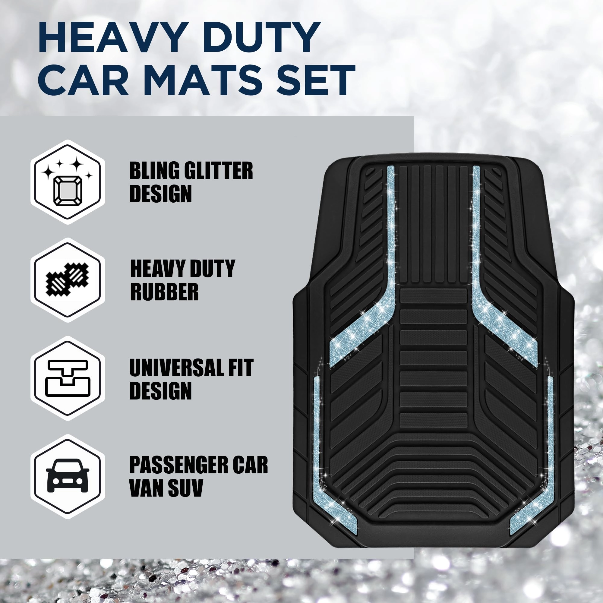 Heavy Duty Rubber Floor Mats - Pink Universal Fit