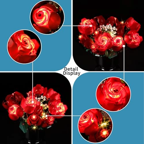 Led Light Kit for Lego Rose Bouquet Set (10328-rc-FBA) - RC Version Red