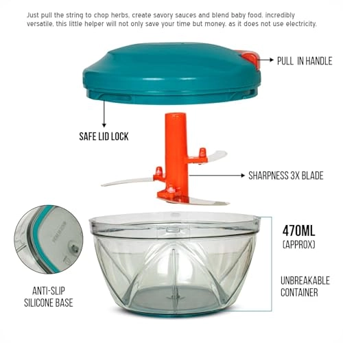 Multipurpose Plastic Vegetable Chopper Cutter - 650 ml 3 Blades