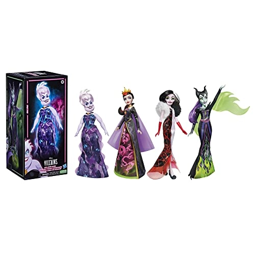 Cruella De Vil Fashion Doll - 11-inch + Evil Queen Fashion Doll + Maleficent Fashion Doll + Ursula Fashion Doll Ages 5+