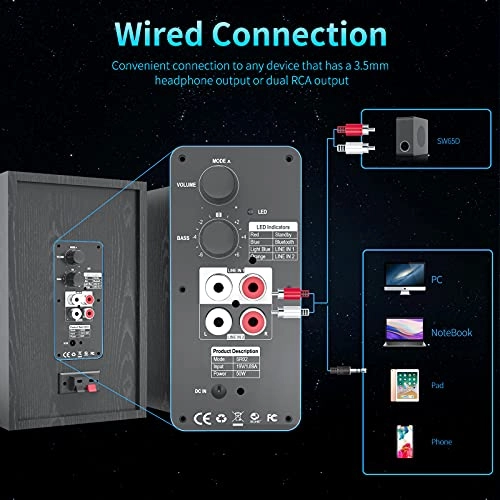 Bookshelf Speakers - 4 Inch 2.0 Bluetooth 5.0