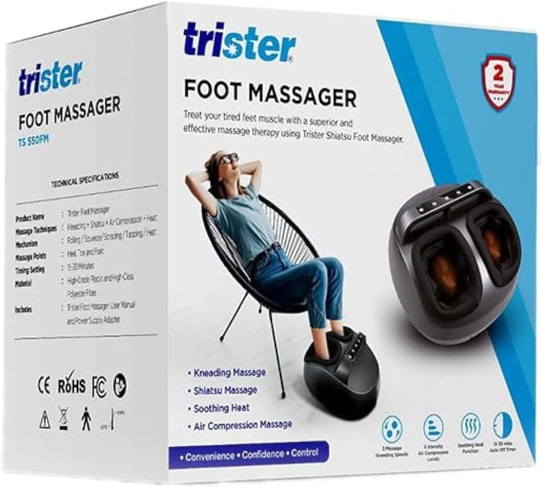 Trister TS-08700 Foot Massager - Shiatsu Air Compression Soothing Heat