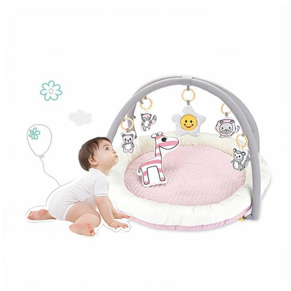 Baby Round Comfy Gym Play Mat - Pink Suitable for 3 months & above