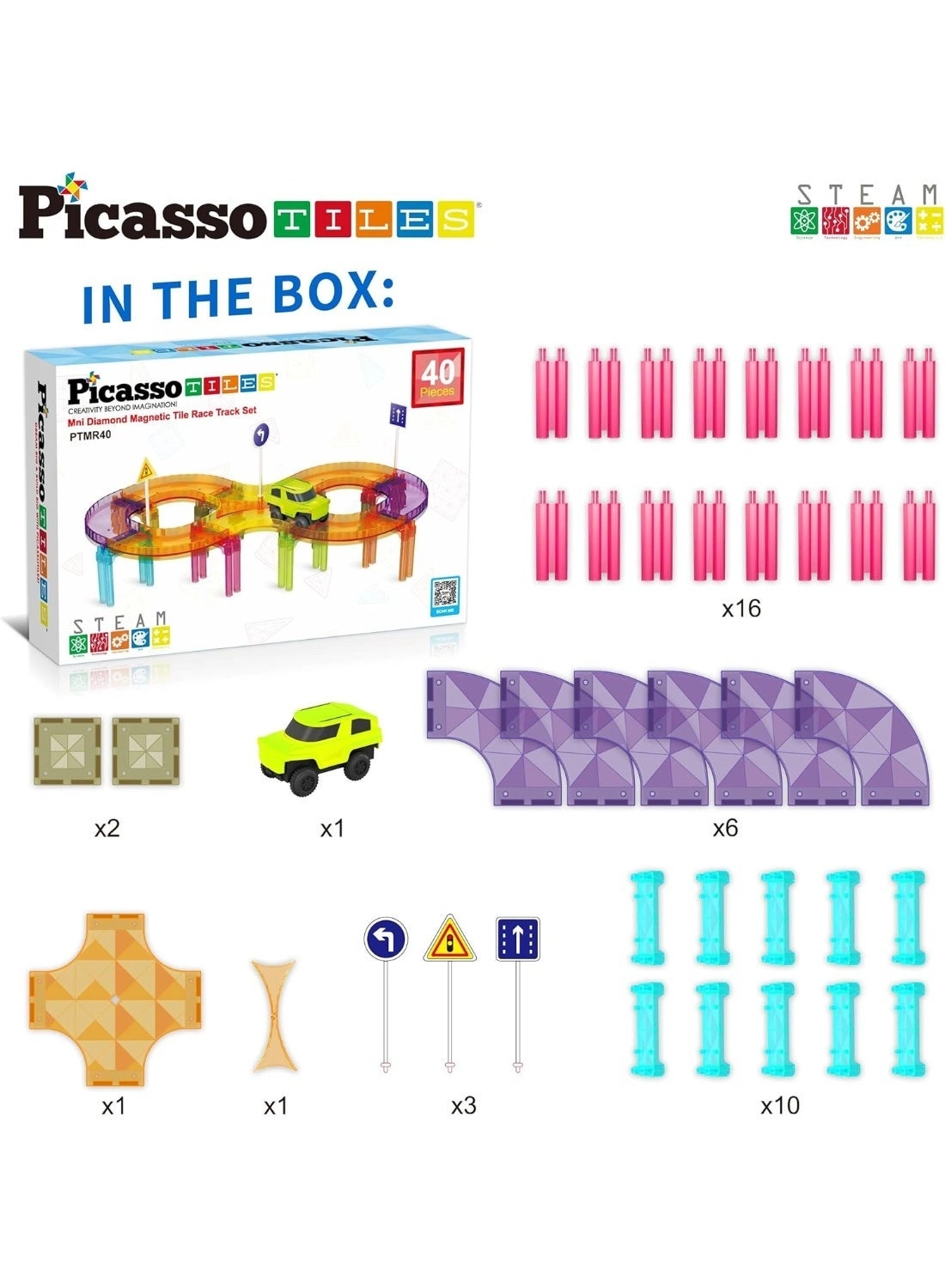 Race Track Magnetic Tiles PTMR40 - 40pcs