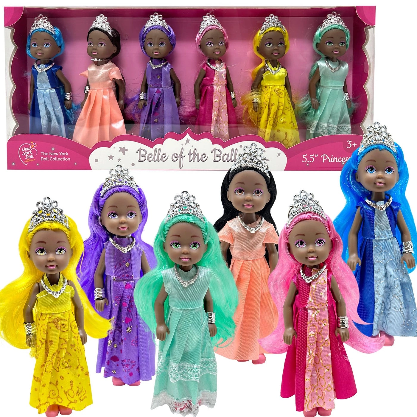 Belle of the Ball Princess Dolls - 6pc 5.5" Caucasian Ages 3+
